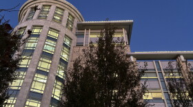 LED holiday lights at the Norfolk courthouse.