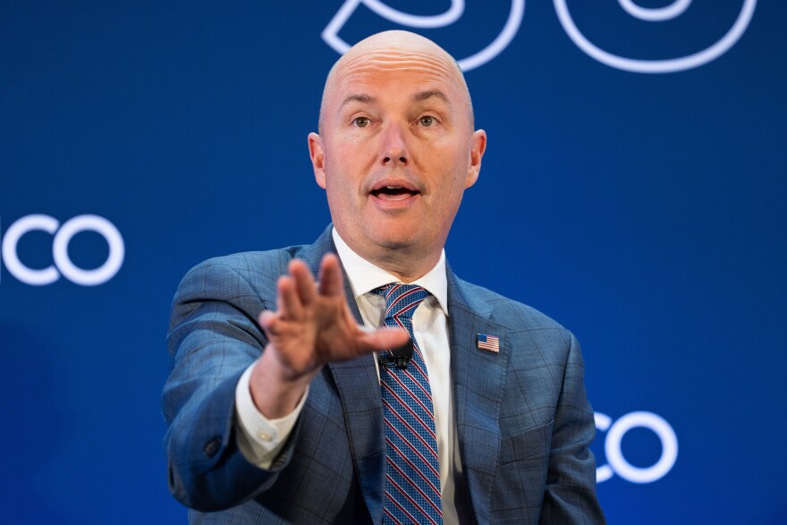 Utah Gov. Spencer Cox speaks at an event at the National Governors Association Winter Meeting, Thursday, Feb. 19, 2026, in Washington.