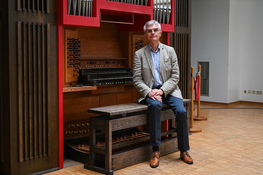 Christian Heiss, musical director of the boys' choir, in the Regensburger Domspatzen school on July 15, 2021. He joined the school in 2019.