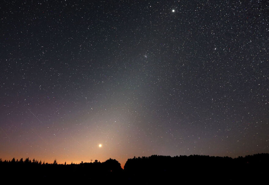 View of the zodiacal light from just north of Duluth looking east shortly before the start of dawn on Sept. 26, 2025