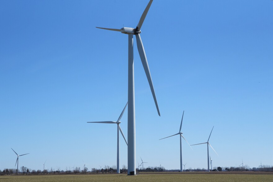 A wind farm in central Michigan. The newest wind farm is in Hillsdale County.