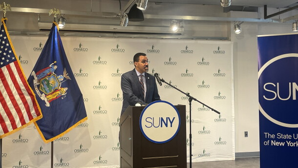 SUNY Chancellor John King delivers remarks at SUNY Oswego, Feb. 14.