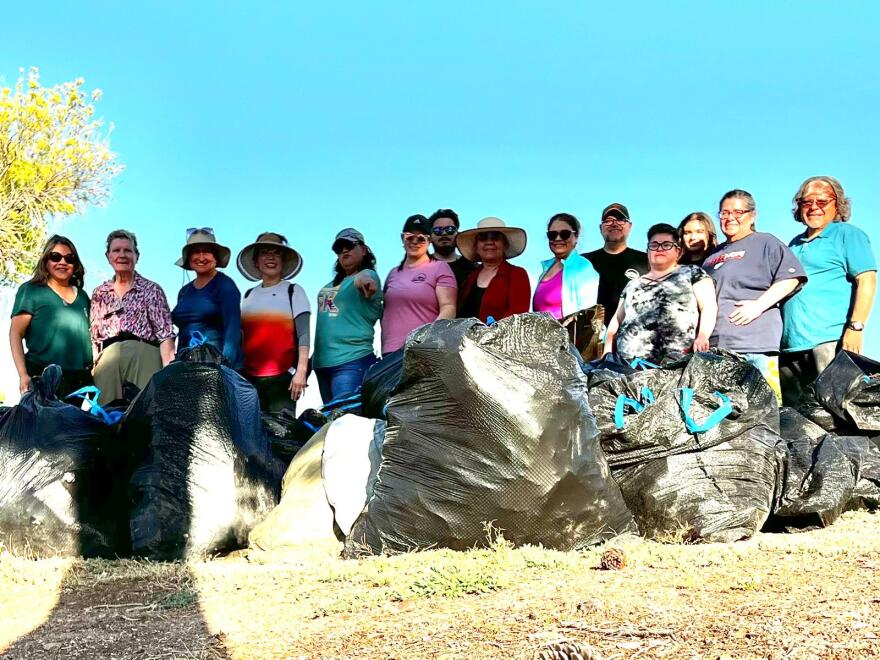 Members of We Hike take part in a community clean up event at Chamizal National Memorial in El Paso, Texas on April 22nd.