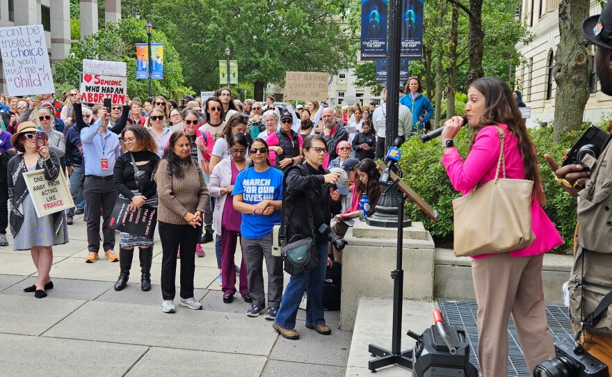 Hundreds of abortion rights supporters held a rally in Raleigh on Wednesday, May 3, 2023, against new abortion restrictions proposed by state Republicans.