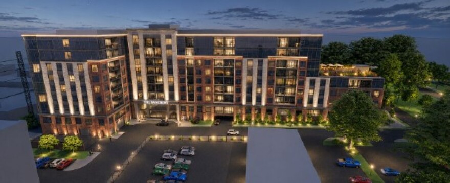Rendering photo of the proposed redevelopment of properties along Bancroft Parkway.