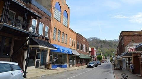 Downtown Prestonsburg in Floyd County, Kentucky. The region has grappled to recover from a series of severe floods in recent years.