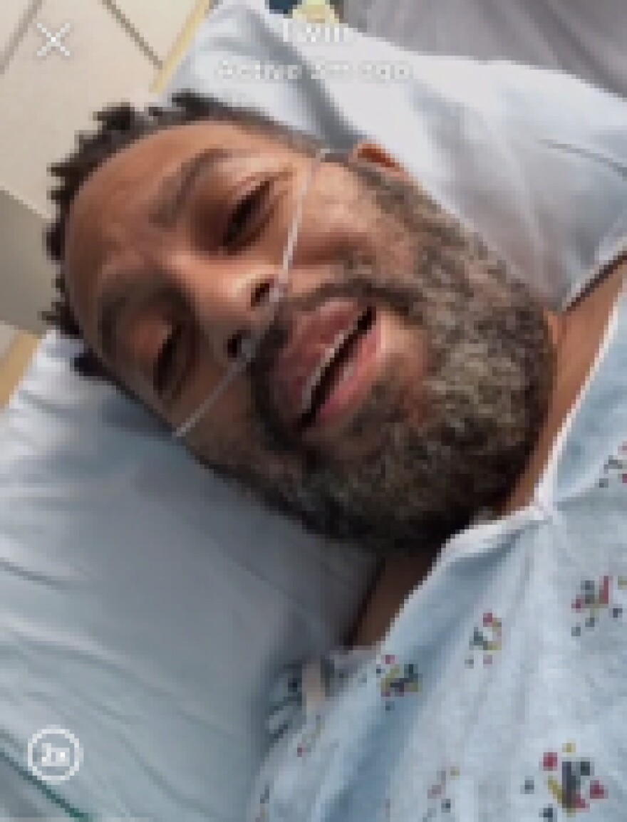 Cedric Meekins, during his hospital stay in March with COVID-19.
