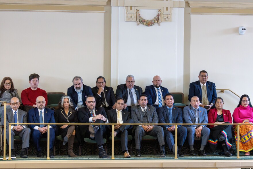 Oklahoma tribal leaders watch while Stitt targets tribal sovereignty during his final State of the State address on Feb. 2, 2026.
