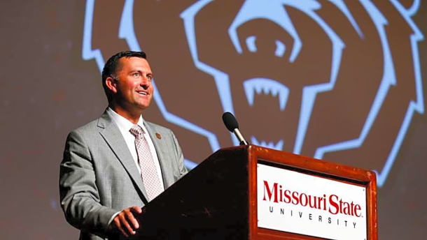 Patrick Ransdell addresses crowd after being announced as Athletic Director 2024