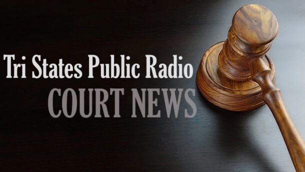 A gavel on a black background, with type reading Tri States Public Radio Court News. 