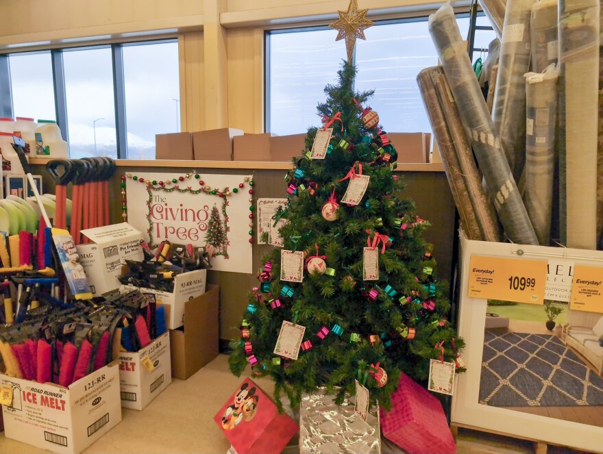 Residents go to Safeway and pick a tag from the tree near the checkout.