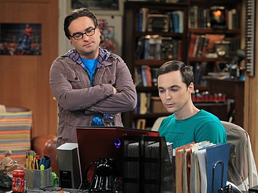Johnny Galecki and Jim Parsons in <em>The Big Bang Theory</em>, one of Chuck Lorre's three popular comedies currently on CBS.