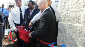 New Orleans Mayor Mitch Landrieu, right, joins Police Superintendent Ronal Serpas, left, and City Council member Jon Johnson, at opening of new 7th District police station in New Orleans East. Landrieu announced the start of citizen advisory boards.