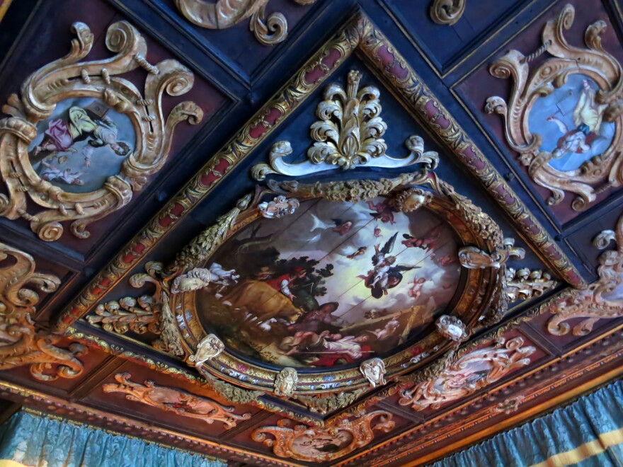 Hearst had entire 15th-century ceilings imported from Europe. Above is the Doge's Suite, a guest room in the Hearst Castle inspired by the Doge's Palace in Venice.