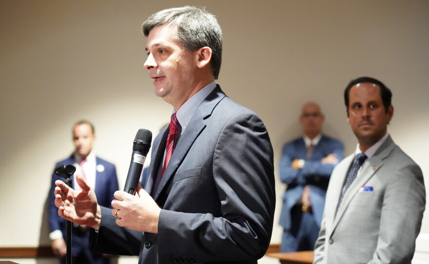 Former Spartanburg Republican Sen. Roger Nutt received the Order of the Palmetto from Gov. Henry McMaster on Tuesday, Sept. 8, 2026, at the Spartanburg County Courthouse.