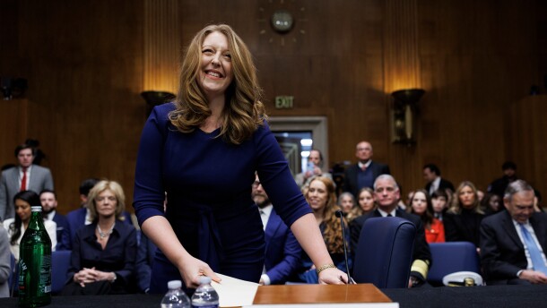 Dr. Casey Means takes her seat at the start of a Senate Health, Education Labor and Pension Committee confirmation hearing for U.S. Surgeon General on Capitol Hill Wednesday, Feb. 25, 2026, in Washington.