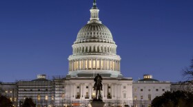 The U.S. Capitol building is seen before sunrise on Capitol Hill in Washington, Monday, March. 21, 2022. 