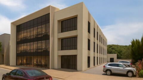 A photo of a rendering of the High Point Market Authority's new headquarters