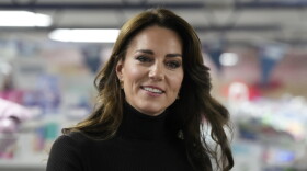 FILE - Britain's Kate, Princess of Wales smiles during her visit to Sebby's Corner in north London, Friday, Nov. 24, 2023. (AP Photo/Frank Augstein, Pool, File )