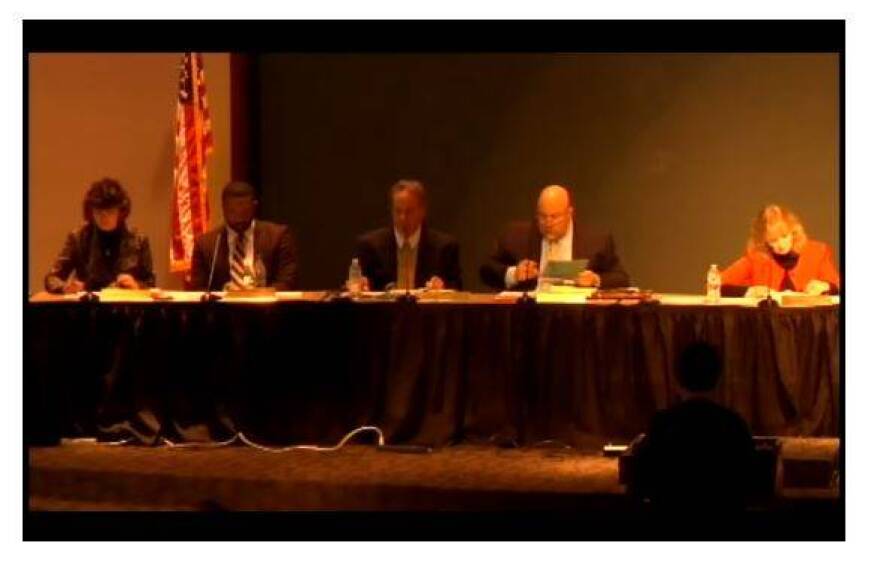 Rachael Havey, the Indiana Department of Educationâ€™s intervention school coordinator, talks to the State Board of Education about Arlington High School on Nov. 4, 2015.