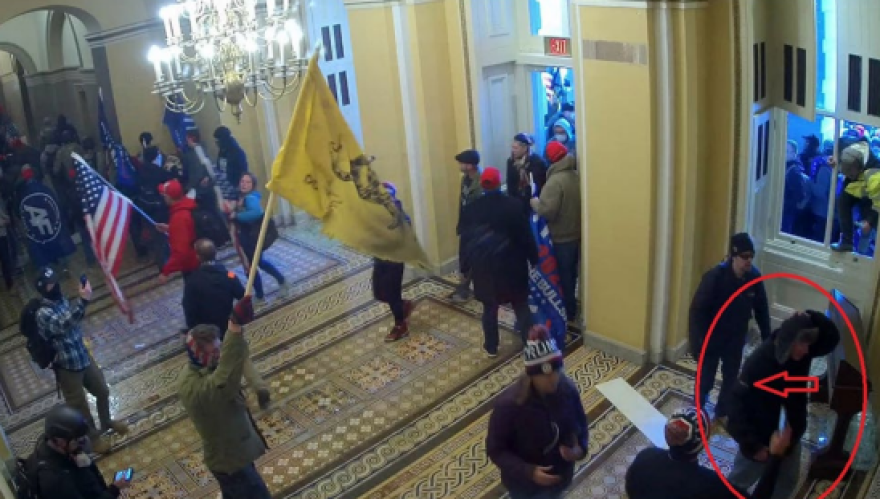 In this video still, Jeffrey W. Hubbard is seen entering the Capitol building on Jan. 6, 2021.