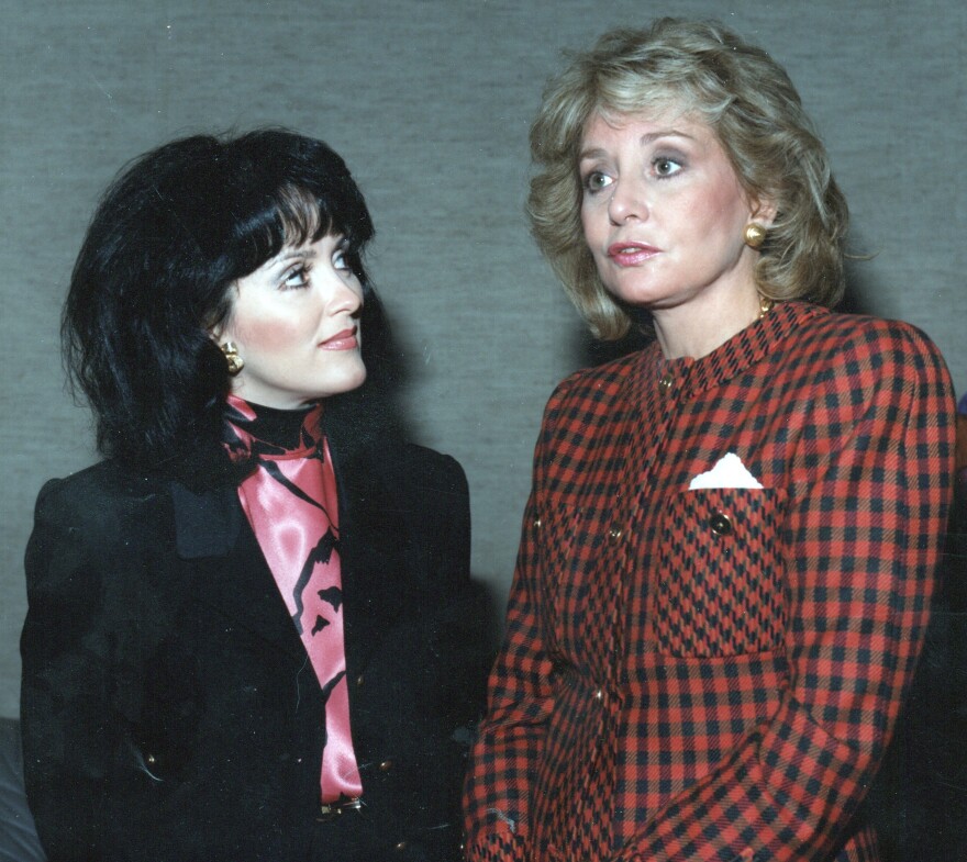 Jeannie Emser Schultz and Barbara Walters at the Front Row Theatre