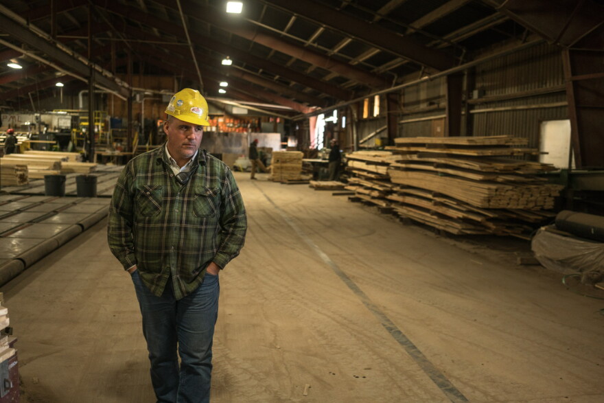 Plant Manager Todd Johnson walks through the mill at Pyramid Mountain Lumber Company