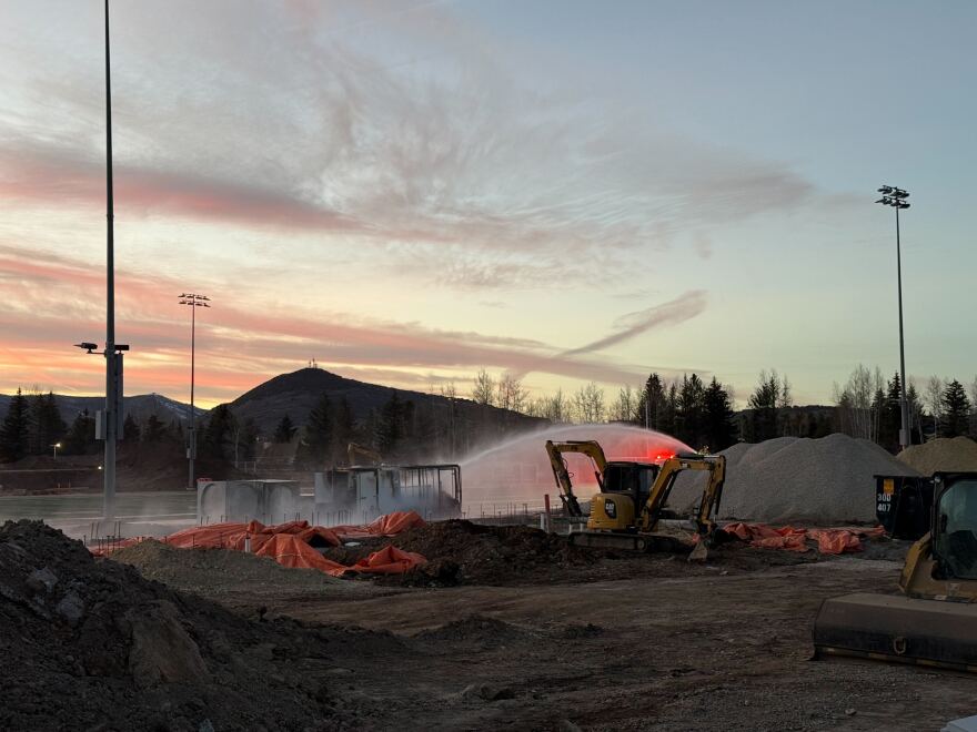 Crews extinguish a construction fire at the Park City High School Feb. 3, 2026.