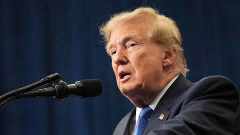 President Donald Trump speaks during an event to present the Congressional Space Medal of Honor to Artemis II crew members, Aug. 28, 2026, at Johnson Space Center in Houston.