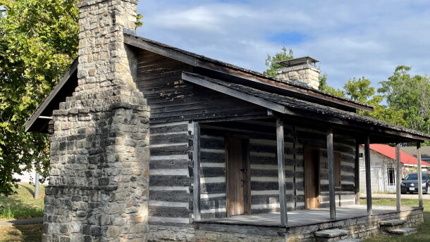The Casey Cabin in Heritage Park in Potosi, Missouri. Supposed to have been built by Samuel Silvers. Andrew Casey purchased the land and cabin and handed it down through several generations of Caseys. The family donated the cabin to the Mine au Breton Historical Society, which moved and restored it in 2017. Photo by Bill Eddleman.