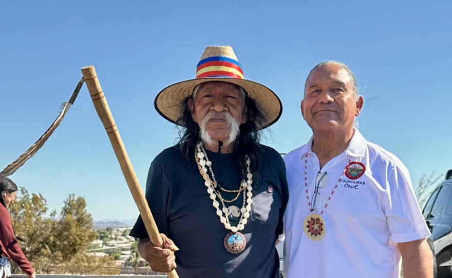 Ivan Bender of the Hualapai tribe and Fort Yuma Quechan Indian Tribe Council member Faron Owl.