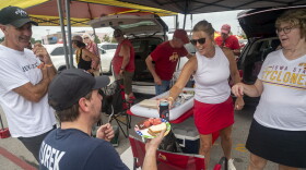 U.S. Democratic Senate candidate Josh Turek tailgates before the Iowa State football game on Sept. 5, 2026.