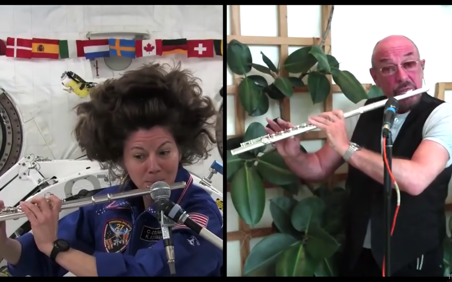 Cady Coleman and Ian Anderson play the world's (and maybe universe's) first space duet