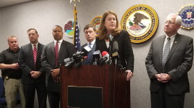 Beth Drake, United States Attorney, with officials from SLED, SC Departent of Corrections, and the FBI.