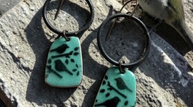 Handmade enamel earrings by Debra Flook