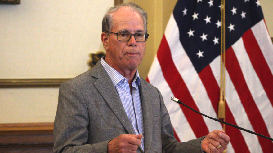 Gov. Mike Braun announced Monday a $15-million dollar investment aimed at bringing Israeli tech start-ups to Indiana. Braun is pictured at an unrelated press conference April 13th at the Indiana Statehouse.