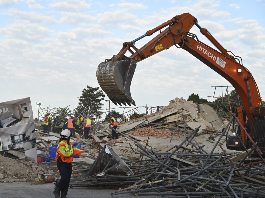 The scene of a colapsed building in George South Africa, on Tuesday.