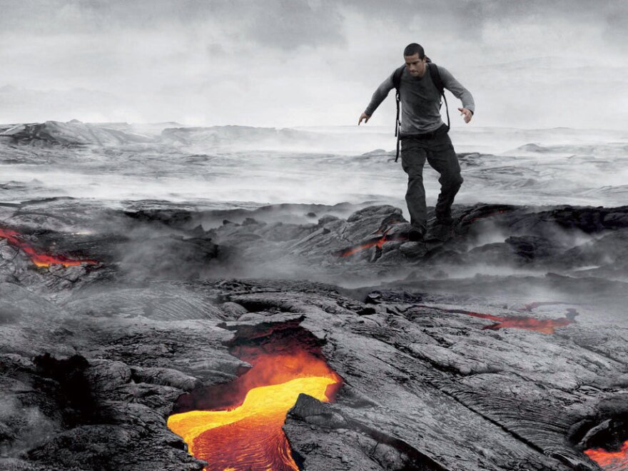 Bear Grylls shows off his wilderness survival skills in his TV series<em> Man Vs. Wild</em> on Discovery.