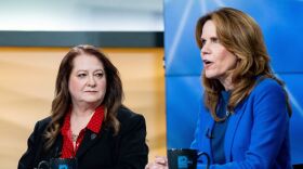 Wisconsin Supreme Court candidates, Court of Appeals Judges Maria Lazar, left, and Chris Taylor, right, participate in the Wisconsin Supreme Court debate hosted by WISN 12 News, April 2, 2026 at WISN-TV in Milwaukee. (Jovanny Hernandez / Milwaukee Journal Sentinel / POOL)