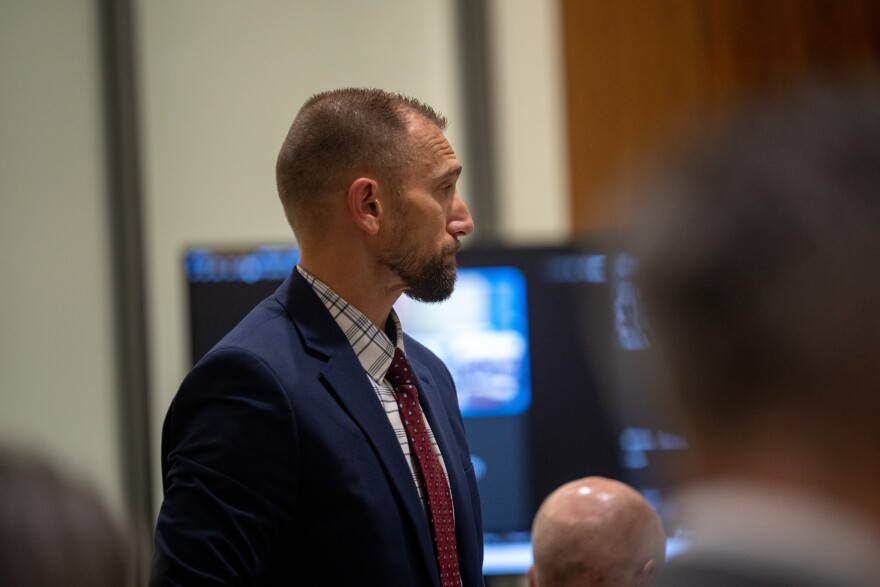 Deputy Utah County Attorney Ryan McBride during a preliminary hearing in 4th District Court for Tyler Robinson, the Utah man accused of fatally shooting Charlie Kirk, in Provo, July 7, 2026.
