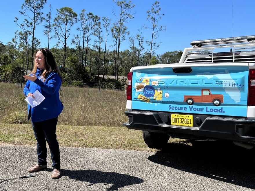 Amarilys “Amy” Perez, FDOT’s district one maintenance engineer, talked about a crash Saturday that injured two maintenance workers. She said the solution isn’t to hire more people to patrol the roadways, but for drivers to act and secure the loads that their vehicles are carrying.