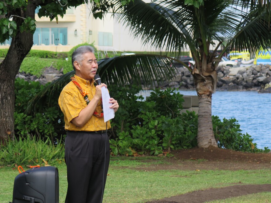 Former Gov. David Ige at the green jobs training and community center groundbreaking on April 5, 2018.