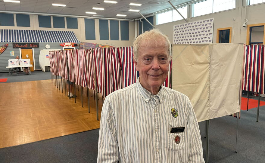 Hampton Town Moderator Rusty Bridle reported strong turnout early on Sept. 8, 2026.