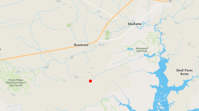 A screen capture from the North Carolina Forest Service active fire map taken on July 16, showing the location of the Quarry Road Fire