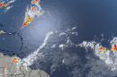 Satellite image showing Invest 96L in the eastern Atlantic Ocean on August 27, 1987.