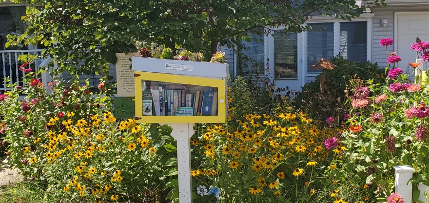 A Little Free Library sitting in front of a Princeton home.