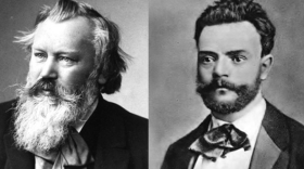 Johannes Brahms (left) was noticeably moved when he heard Antonin Dvorak's (right) music for the first time. CREDIT: Wikimedia Commons