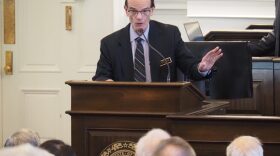 Rep. Bob Lynn speaks in favor of House Bill 1422 on the House floor Wednesday. The bill creates an exception to the deadline for convicted inmates to request a retrial if new evidence of their innocence emerges.