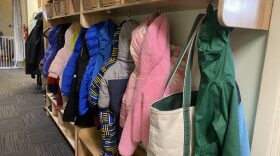 Children's coats hang in a hallway at Hillcrest Childcare Center in Anchorage on April 18.