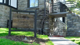 A sign stands outside the Chi Phi fraternity house at Cornell University, Monday, Oct. 5, 2026, in Ithaca, New York. (Adrian Kraus/AP)